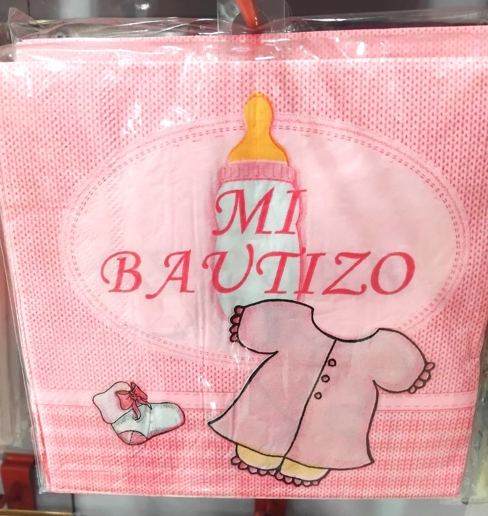 Servilletas Mi Bautizo Rosado 20 unidades